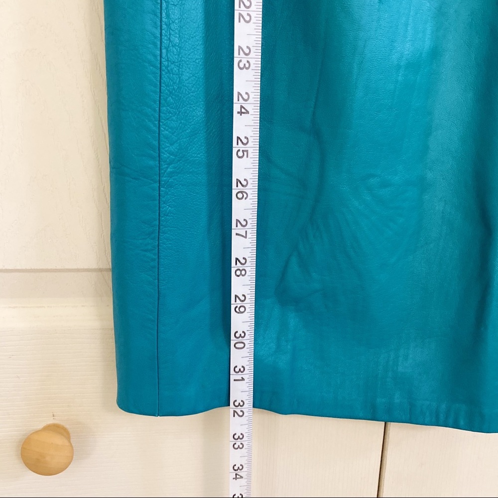 House of Leather Vintage Turquoise Midi Skirt - Picture 9 of 10